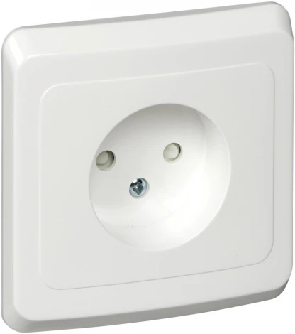 Розетка встраиваемая без заземления со шторками (белый) Systeme Electric Этюд PC16-002B