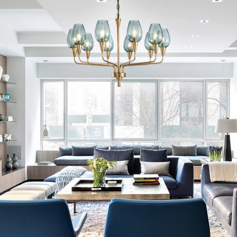 Подвесная дизайнерская люстра Viola 10 синий ImperiumLoft Viola01 (102199-26) (220V, на цепи)