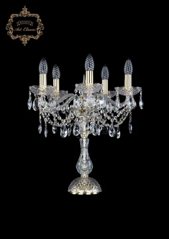 Интерьерная настольная лампа Art Classic 12.21 12.21.5.141-45.Gd.Sp (220V, хрусталь, подвески, подсвечник, свеча)