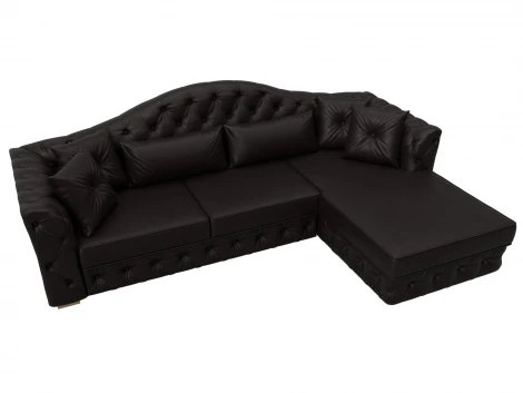 Диван угловой Артис правый угол (Брус,Рейка/Пластик/Экокожа/Коричневый) Лига Диванов 128030