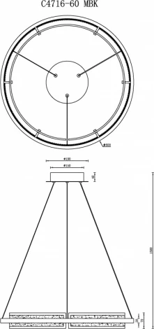 Подвесной светильник светодиодный с пультом iLedex Meridian C4716-60 MBK (220V, на проводе, кольцо)