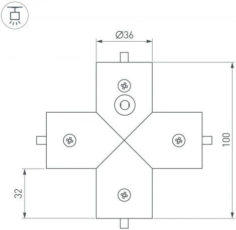 Соединитель профиля ROUND-D36-360-X90 (Arlight, Металл) 050544