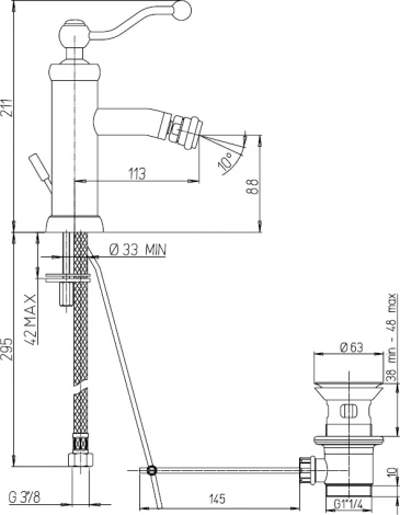 Смеситель Paini Duomo 88OP306 для биде