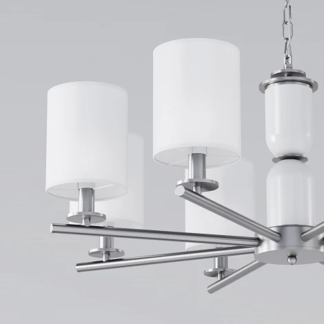 Подвесная люстра Wi-Fi Eurosvet Caprera 60146/8 никель (220V, управление смартфоном, голосовое управление, умный дом - Minimir Home, Алиса, Маруся, Салют, на цепи)