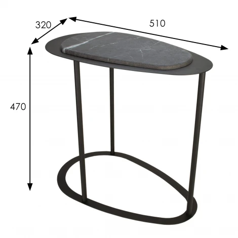 Стол журнальный МеталлАрт М024 черный мрамор/черный Mebelik 009494