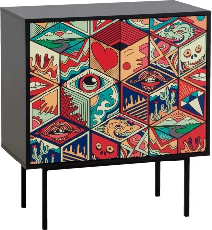 Шкаф Boho Color низкий ОГОГО (арт.599536), (ЛДСП/Черный)