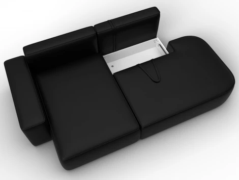 Диван угловой Лига-065 угол левый (ДСП/Пластик/Экокожа/Черный) Лига Диванов 129804L