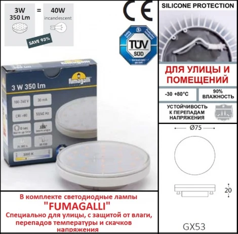 Встраиваемый светильник уличный Fumagalli Leti 2S2.000.000.AYG1L (220V, круглые, IP66)