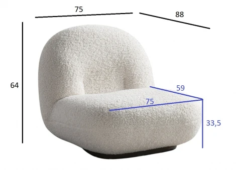 87YY-21045 Кресло Albano иск.мех белый 75*88*64см Garda Decor