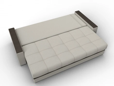 Диван прямой с декором Лига-096 НПБ (ДВП,ДСП,ЛДСП,Брус,Фанера/Пластик/Рогожка,Экокожа/Бежевый,Коричневый) Лига Диванов 132567