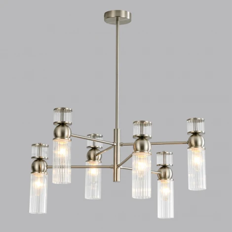 Потолочная люстра на штанге Lumion Denver 8277/6 сатин никель/прозрачный, металл/стекло Е14 6*40W 220V