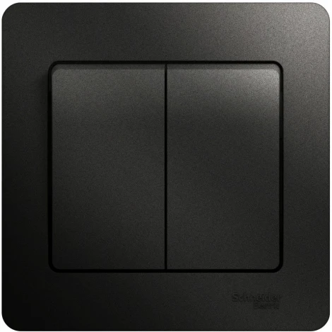 Выключатель встраиваемый двухклавишный (антрацит) Systeme Electric Glossa GSL000752