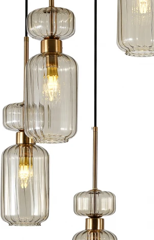 Подвесной светильник Escada Подвесной светильник Escada Gloss 1141/5S Beige 5x60 E14, металл/стекло, античная медь/бежевый (220V, на проводе, круглые)