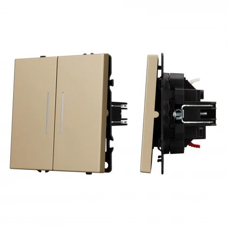 Механизм выключателя двухклавишный проходной LED SWT-NOBE-MKP2-SFPL-L-GD (230V, 10A) (Arlight) 054268