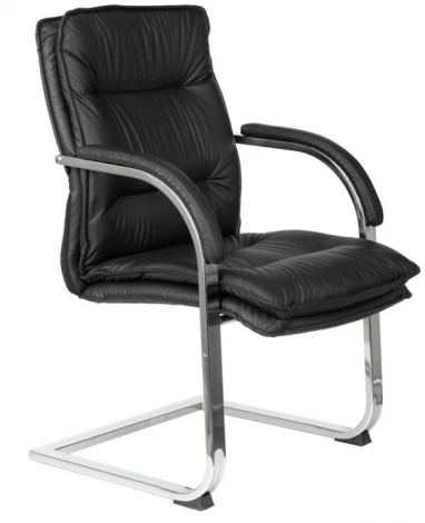 Кресло Бюрократ T-9927SL-LOW-V черный кожа низк.спин. полозья металл хром