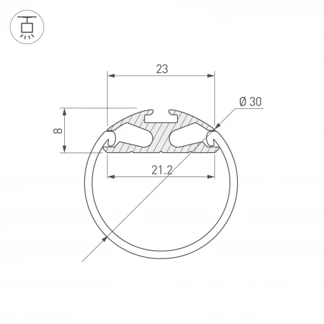 Профиль ROUND-D30-2000 ANOD (Алюминий) 023860 Arlight