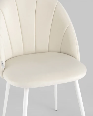 Стул Stool Group Логан велюр молочный белые ножки УТ000035501