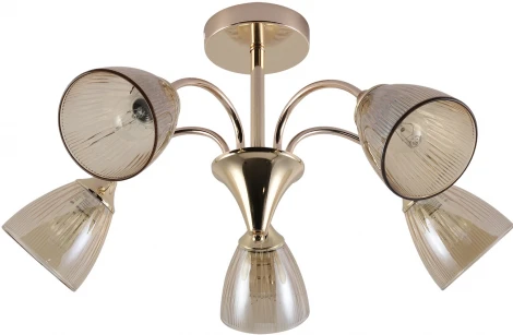 Потолочная люстра на штанге Escada Amelia 1129/5P 5x60Вт E27, металл/стекло, золото