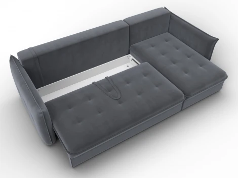 Диван угловой Лига-100 НПБ угол универсальный (ДСП,Фанера/Пластик/Велюр/Серый) Лига Диванов 133681