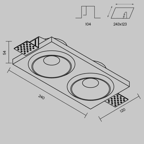 Встраиваемый светильник под гипсокартон Maytoni Gyps Modern DL124-GU10-02-TRS-W (220V)
