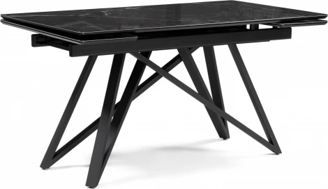 Стол стеклянный Notta Вилсон 140(200)х80 черный мрамор / черный арт.612173