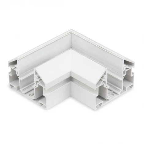 Угловой соединитель горизонтальный для шинопровода с закладным профилем белый для натяжного потолка ПВХ 48V AM Group MAGNET AM538 WH