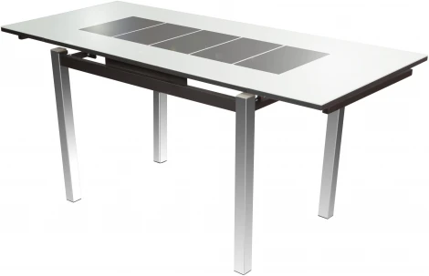 Стол Шанхай Каре, Черный муар/Стекло белое/Рисунок черный, Аврора