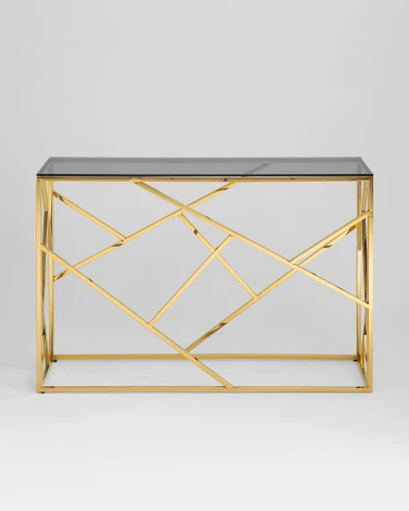 Консоль Stool Group АРТ ДЕКО 115*30 золото стекло smoke УТ000001966