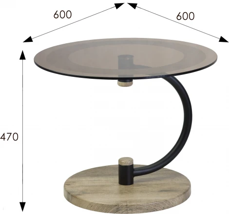 Стол журнальный Дуэт 13Н черный/дуб крымский состаренный/тонированное Mebelik арт.007247