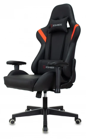 Кресло игровое Zombie Formula черный/красный эко.кожа крестов. пластик черный RED