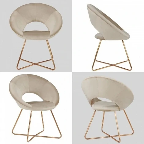 Стул Refuge Hesby (Золотой/Металл,Велюр) арт.HSBI_DC2124_beige