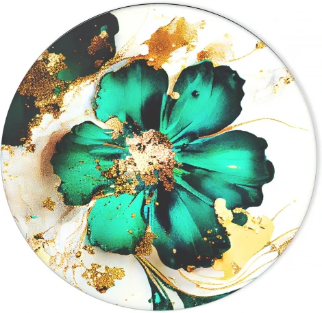 Стол Sheffilton SHT-TU43/TT32 80 СТЕКЛО/МДФ черный муар/золото/малахитово зеленый