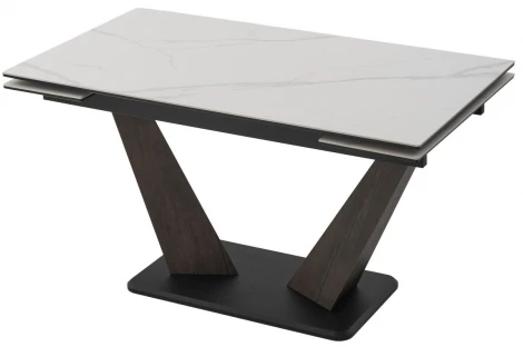 Стол ВИРДЖИНИЯ 140 цвет MATTE БЕЛЫЙ МРАМОР, керамика / ЛЕСНОЙ ОРЕХ, ЧЕРНЫЙ M-City 64613