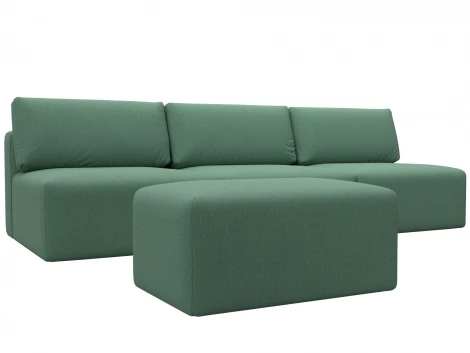 Диван прямой модульный с пуфом Лига-060 НПБ Лонг (ЛДСП,Брус,Фанера/Пластик/Рогожка/Зеленый) Лига Диванов 129712