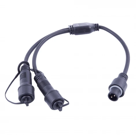 Провод-разветвитель для гирлянд серии F90PRO 0,4м. 2 выхода Статика/мерцание IP67 черный Uniel UCX-F90 S2/0.4M/BK
