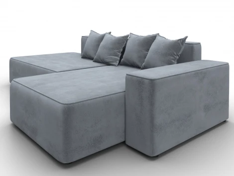 Диван угловой Лига-079 угол правый (ДСП/Пластик/Велюр/Серый) Лига Диванов 129823