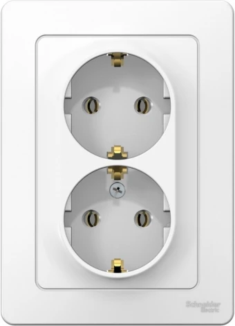 Розетка встраиваемая двойная с заземлением (белый) Systeme Electric Blanca BLNRS001021