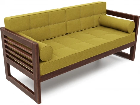 Диван Arsko прямой Сега Б орех рогожка горчичная