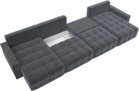 Диван п-образный с полками Лига-053 НПБ Лонг Лига Диванов (Велюр) арт.128984