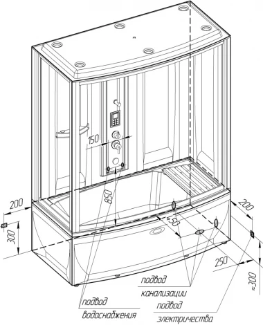 Душевой бокс Radomir Элис 2 правый, стекло прозрачное