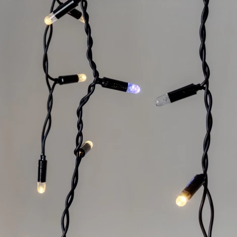 Гирлянда Бахрома 3,1 x 0,5 м тепло-белая с мерцанием белого диода 220В, 120 LED, провод черный каучук 2,3мм, IP65 Laitcom ECO120BLW-1-2WW