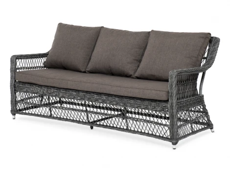 Диван трехместный из искусственного ротанга, цвет графит 4SIS Гранд Латте YH-C3881W graphite