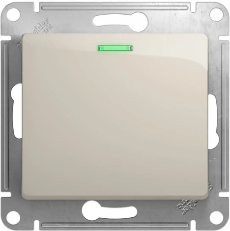Выключатель встраиваемый одноклавишный с подсветкой (молочный) Systeme Electric Glossa GSL000963