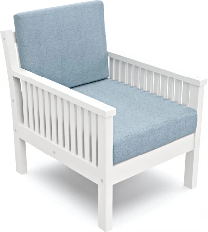 Кресло Arsko Норман белая эмаль голубая рогожка