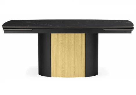 Керамический стол Бовер 180(220)x90 черный мрамор / черный / дуб натуральный 631623