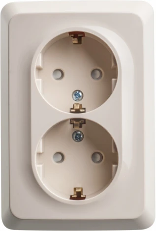 Розетка накладная двойная с заземлением и шторками (кремовый) Systeme Electric Etude PA16-108K