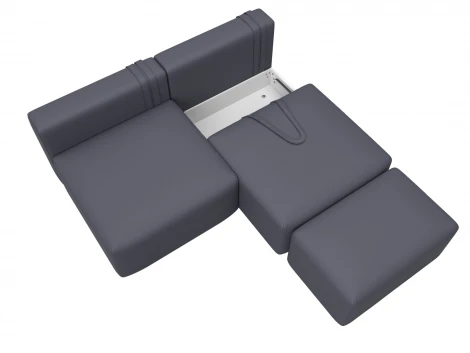 Диван прямой модульный с пуфом Лига-060 НПБ (ЛДСП,Брус,Фанера/Пластик/Экокожа/Серый) Лига Диванов 130055