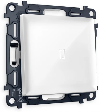 Комплект механизма Ambrella Volt 1-клавишного выключателя с подсветкой 5600K ALFA MA102015 Белый глянец QUANT