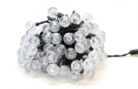 Гирлянда «Шарики» 10м Зеленая 9В, Диаметр Шарика 23мм, 100 LED, Провод Черный ПВХ, IP54