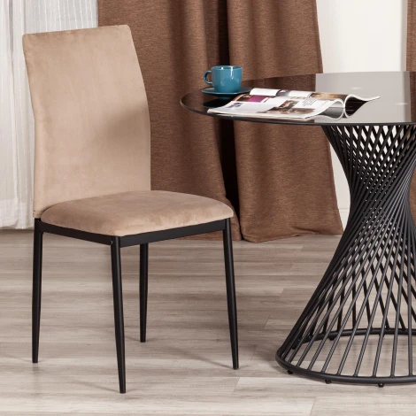 Обеденный стул Tetchair CAPRI (Металл,Вельвет/Бежевый,Черный)